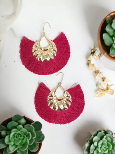 Large Fan Shaped Tassel Earrings - E19-2781