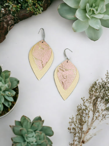 Rose Gold and Gold Faux Leather Earrings - E19-2842