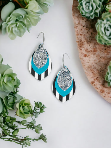 Layered Faux Leather and Chunky Glitter Earrings - E19-2856