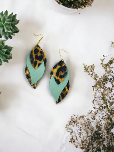 Leopard Faux Leather Layered Earring s- E19-2864