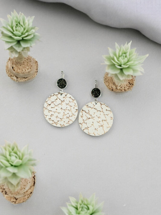 Faux Druzy and Rose Gold Leather Earrings - E19-2865