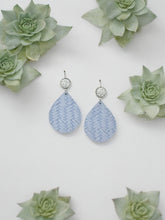 Load image into Gallery viewer, Faux Druzy and Lavender Braided Fishtail Leather Earrings - E19-2875