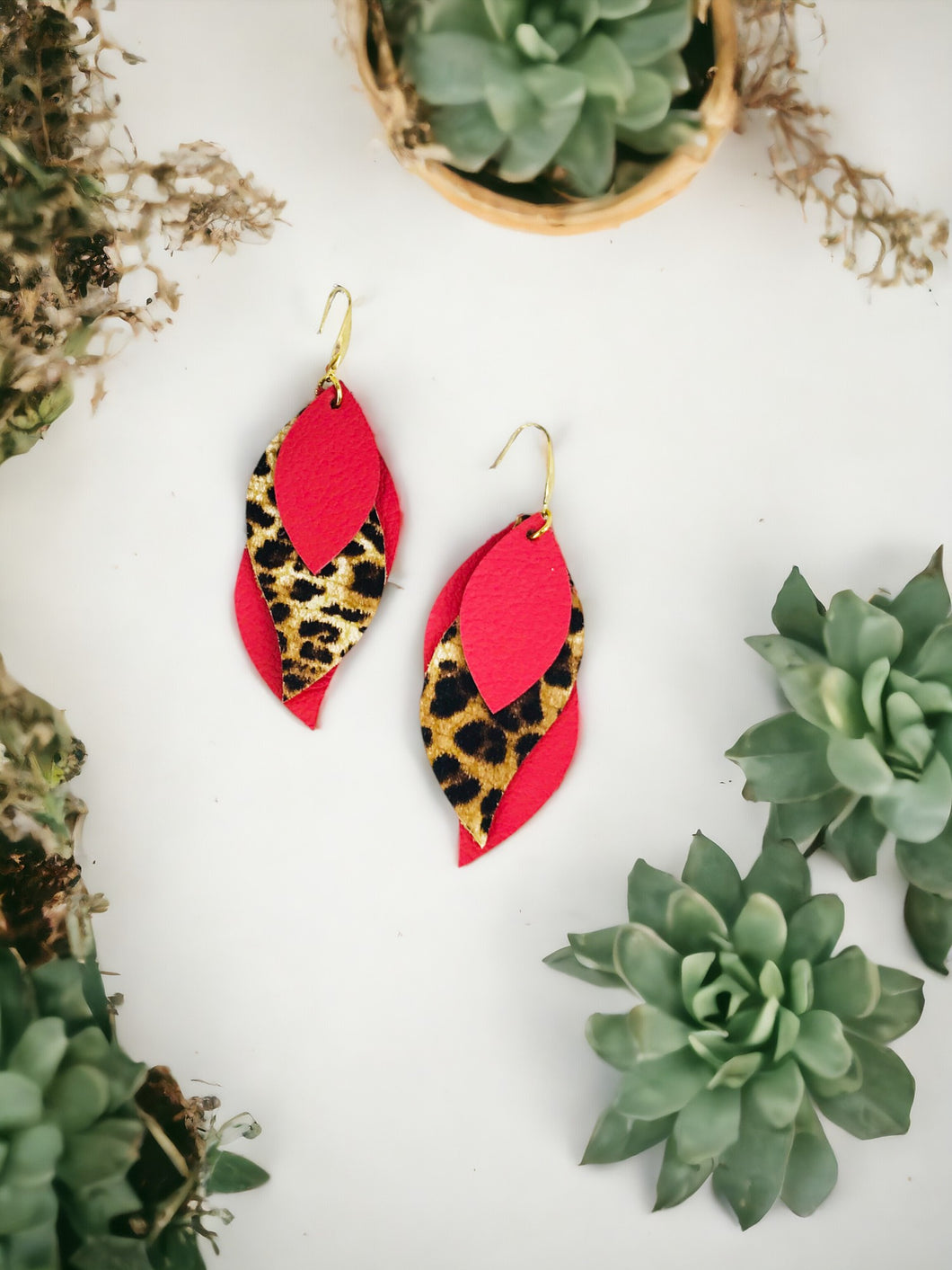 Layered Genuine Leather Earrings - E19-2892