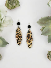 Load image into Gallery viewer, Druzy Agate Leopard Leather Earrings - E19-2909