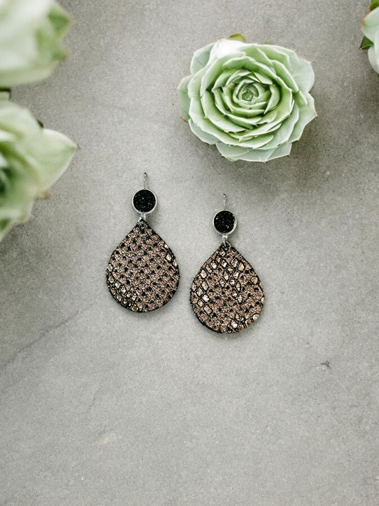 Druzy Agate and Genuine Leather Earrings - E19-2911