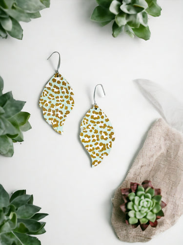 Spotted Leopard Cork on Leather Earrings - E19-2916