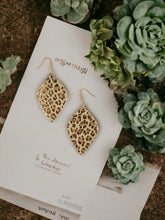 Load image into Gallery viewer, Rose Gold Leopard Leather Earrings - E19-2918