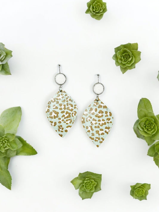 Druzy Agate and Leopard Leather Earrings - E19-2924