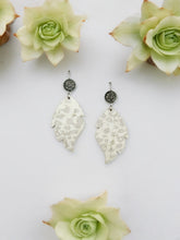 Load image into Gallery viewer, Druzy Agate and Nude Leopard Leather Earrings - E19-2927