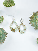 Load image into Gallery viewer, Druzy Agate and Leopard Leather Earrings - E19-2934