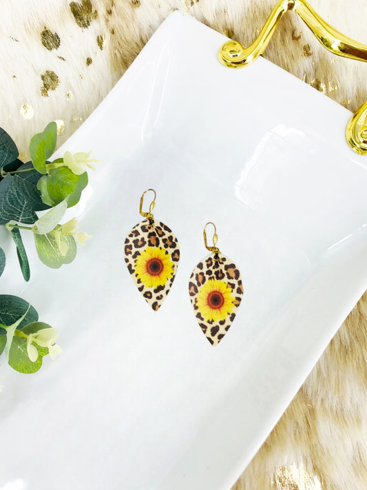 Sunflower Leopard Leather Earrings - E19-2937