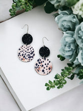 Load image into Gallery viewer, Pink Leopard Faux Leather and Chunky Glitter Earrings - E19-2982