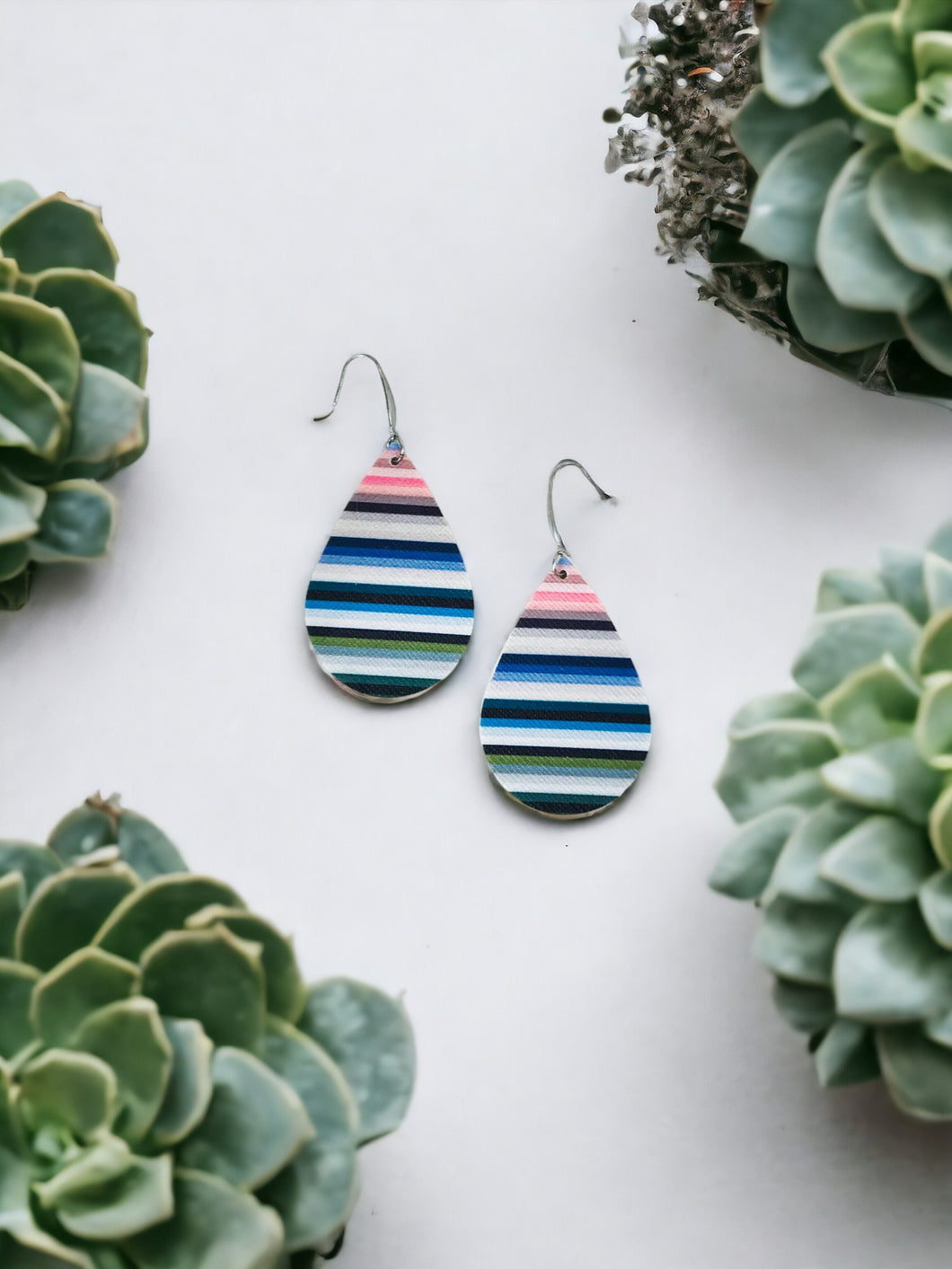 Striped Faux Leather Earrings - E19-2985