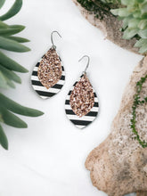 Load image into Gallery viewer, Striped Faux Leather and Chunky Glitter Earrings - E19-2991