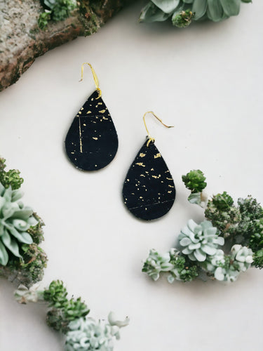 Black and Gold Cork Earrings - E19-2996