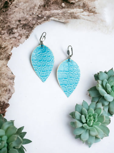 Blue Alligator Faux Leather Earrings - E19-2998