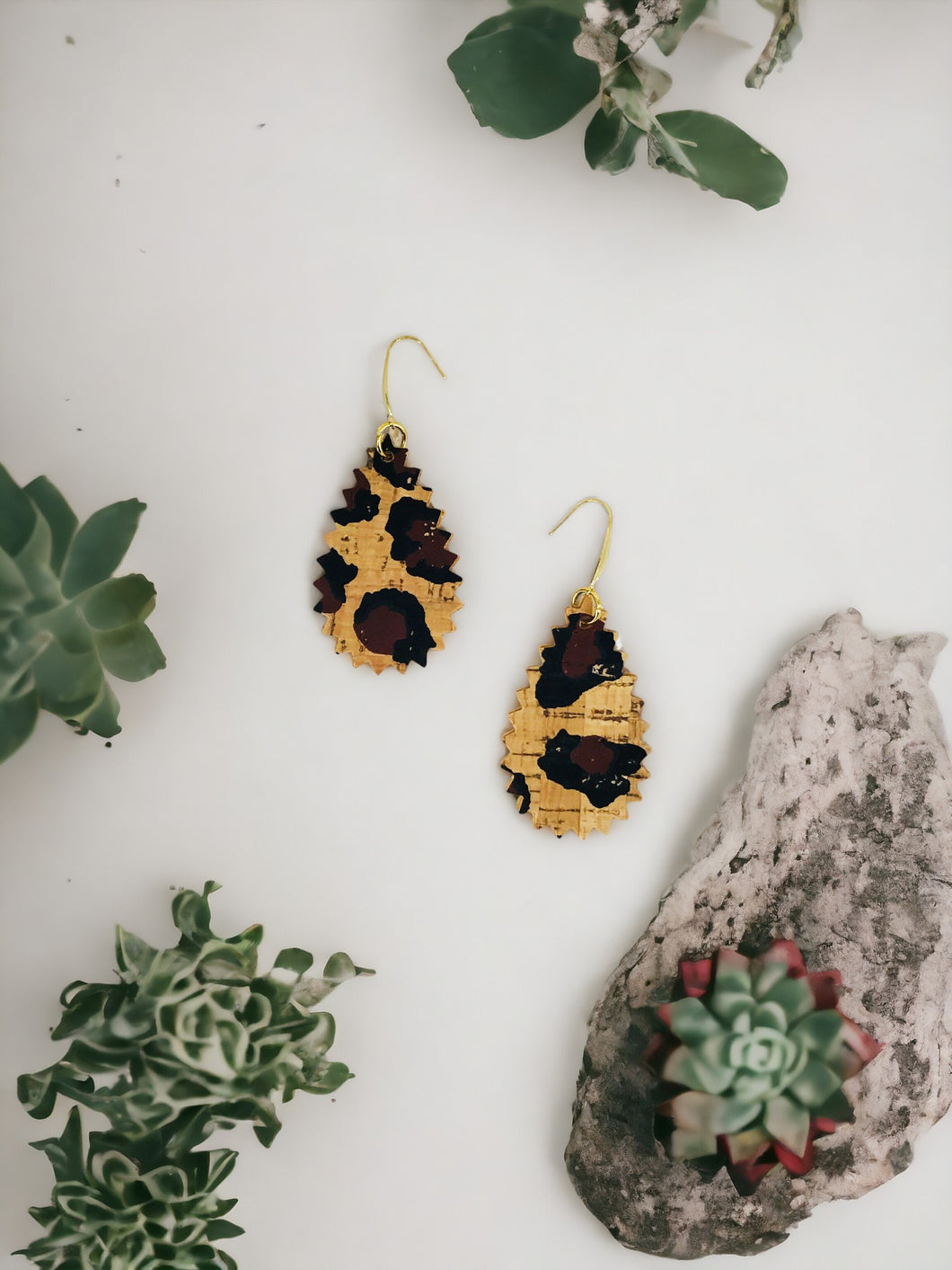 Chocolate Leopard Cork Earrings - E19-3003