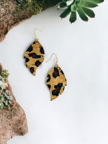 Chocolate Leopard Cork Earrings - E19-3017