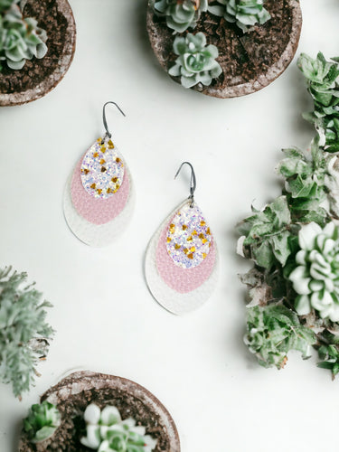 Faux Leather and Chunky Glitter Earrings - E19-3024