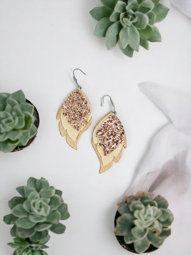 Layered Faux Leather and Chunky Glitter Earrings - E19-3042