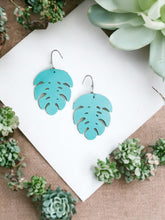 Load image into Gallery viewer, Teal Faux Leather Earrings - E19-3052