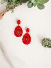 Load image into Gallery viewer, Red Bohemian Beaded Teardrop Earrings - E19-3067