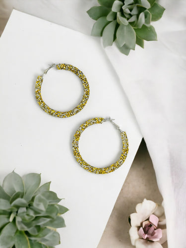 Platinum Glitter Hoop Earrings - E19-3075