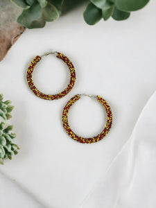 Red Glitter Hoop Earrings - E19-3076