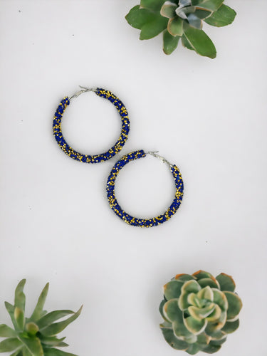 Royal Blue Glitter Hoop Earrings - E19-3077