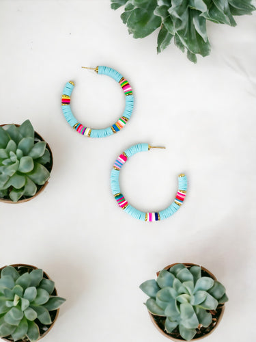 Blue Open Hoop Earrings - E19-3081