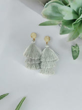 Load image into Gallery viewer, Druzy and Tassel Pendant Stud Earrings - E19-3141