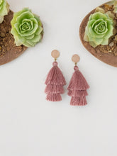 Load image into Gallery viewer, Druzy and Tassel Pendant Stud Earrings - E19-3142