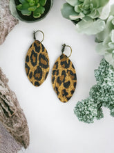 Load image into Gallery viewer, Fringe Cheetah Suede Leather Hoop Earrings - E19-3344