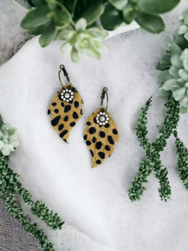 Hair On Cheetah Leather Hoop Earrings - E19-3371