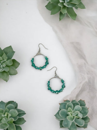 Glass Bead Hoop Earrings - E19-339