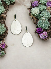 Load image into Gallery viewer, Off White Birch Cork Leather Hoop Earrings - E19-3429