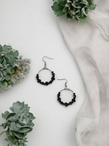 Glass Bead Hoop Earrings - E19-342