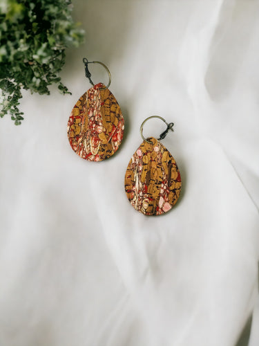 Red Cork Hoop Earrings - E19-3435