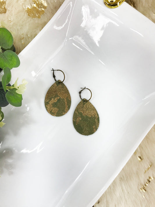 Camo Leather Hoop Earrings - E19-3436