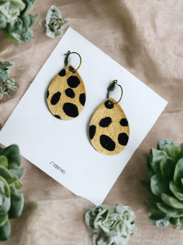 Hair on Leopard Leather Hoop Earrings - E19-3458