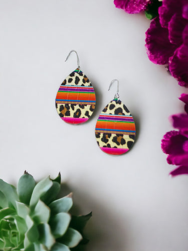 Wild Serape Leopard Leather Earrings - E19-3471