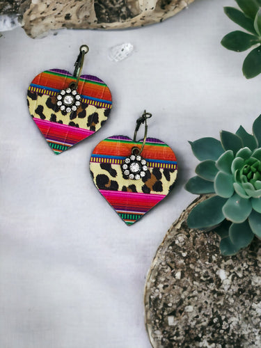 Wild Serape Leopard Leather Hoop Earrings - E19-3478