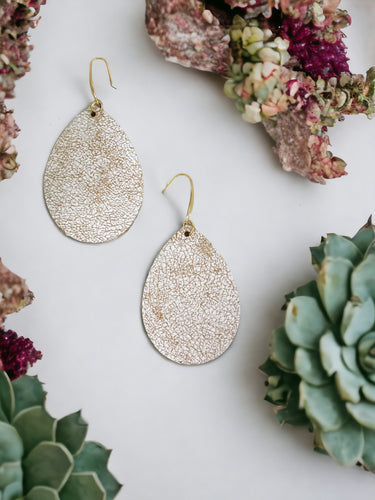 Distressed White Leather Earrings - E19-3479