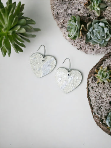 Silver Hair On Heart Leather Earrings - E19-3512