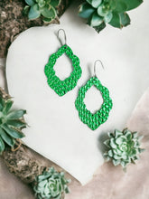 Load image into Gallery viewer, Emerald Green Amazon Cobra Leather Earrings - E19-3526