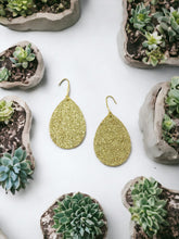 Load image into Gallery viewer, Gold Glitter Leather Earrings - E19-3530