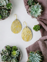 Load image into Gallery viewer, Hair On Metallic Gold Leather Earrings - E19-3537