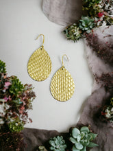 Load image into Gallery viewer, Gold Anaconda Leather Earrings - E19-3545