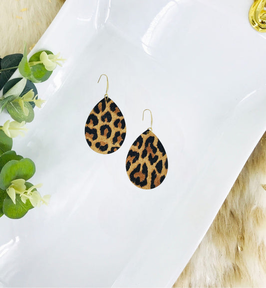 Mini Tan Cheetah Leather Earrings - E19-3547