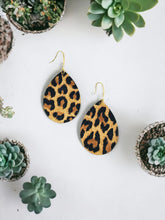 Load image into Gallery viewer, Mini Tan Cheetah Leather Earrings - E19-3547